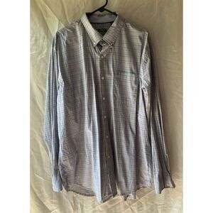Izod Men's Light Blue Plaid Long Sleeve‎ Button-Down Shirt XXL